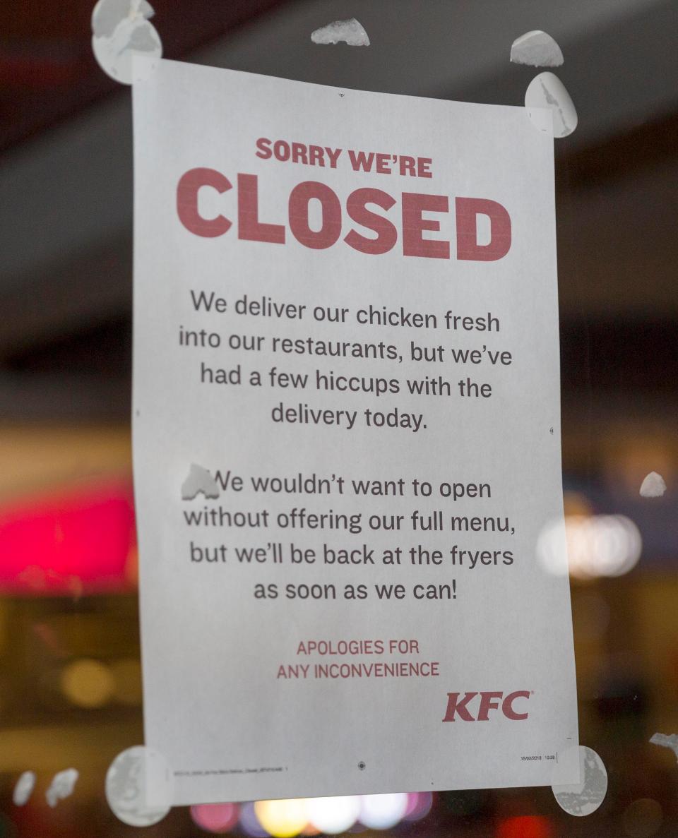 KFC closed their stores